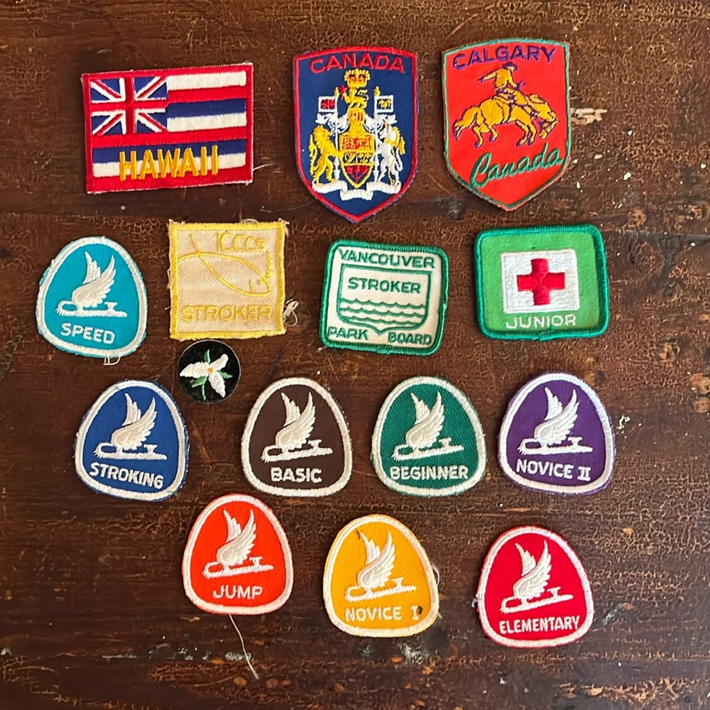 Vintage swimming & skating badges patches